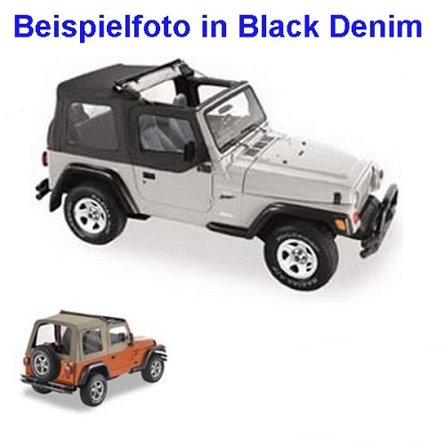 Jeep Wrangler TJ Flip Top Verdeck Klappverdeck mit Aufsteckfenster Dark Tan Denim Pavements Ends 96-02