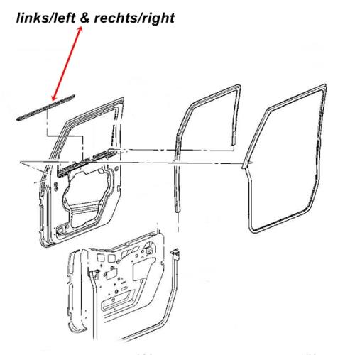Jeep Wrangler JK 2er Set Abstreifer Schachtleiste Dichtung Tür vorne außen 07-18
