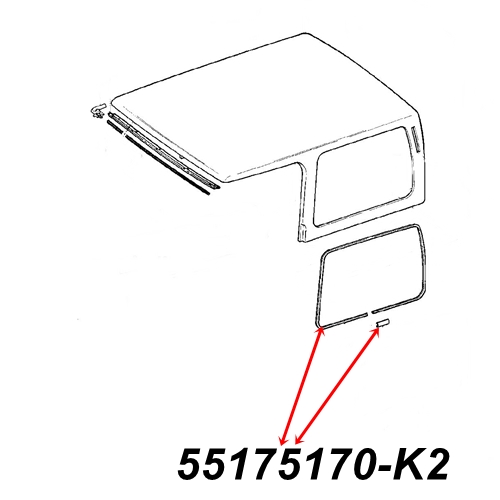 Jeep Wrangler YJ Dichtung inkl. Clip Seitenscheibe hinten Hardtop 87-95