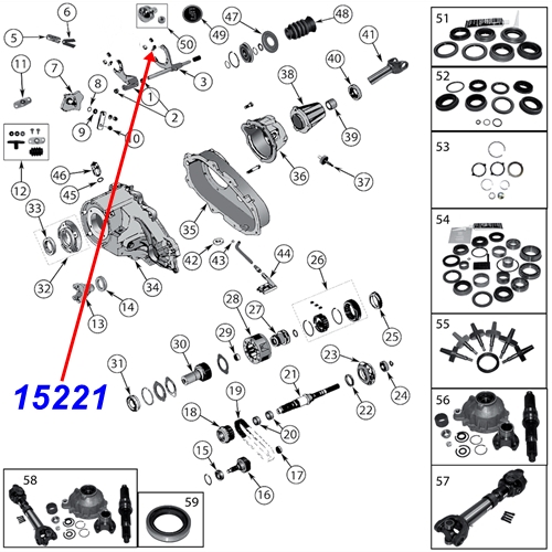 Jeep Cherokee XJ mittlere Schaltführung für die Mode Schaltgabel NP231 Verteilergetriebe 94-01