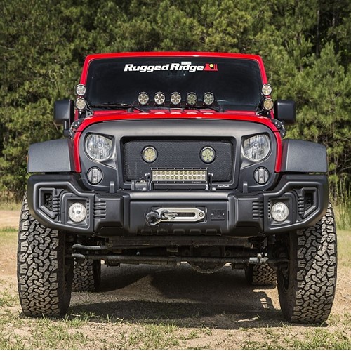 Jeep Wrangler JK Spartacus Stahl Stoßstange Stoßfänger vorne schwarz Rugged Ridge 07-18