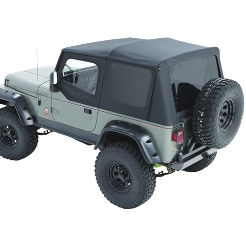 Jeep Wrangler YJ Ersatzverdeck inkl. Aufsteckfenster für Orginal Verdeck Hülle Black Denim Bestop 87-95