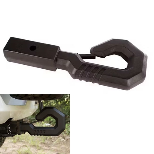 Jeep CJ Wrangler YJ TJ JK JL Giga Carbon Stahl Abschlepphaken Rettungshaken schwarz für 2" US Anhängerkupplung