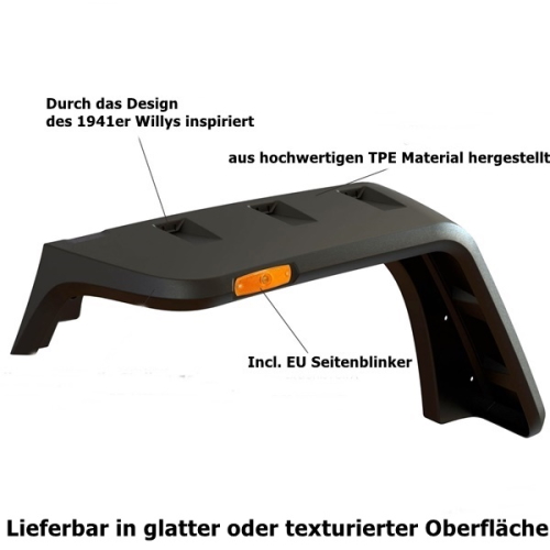 Jeep Wrangler JK Set Hurricane EU Kotflügelverbreiterungen texturiert Rugged Ridge 07-18