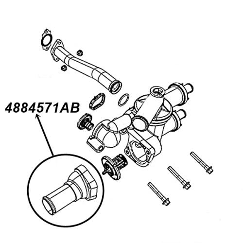 Jeep Patriot Compass MK 2,0 & 2,4 ltr. Thermostatgehäuse Ausgang Primär Thermostat mit Dichtring Gates Bj. 07-17