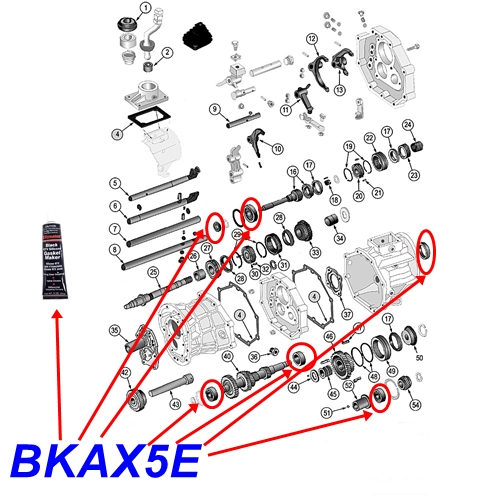 Jeep Wrangler YJ Simmerring & Lager Set mit Dichtmasse AX5 Schaltgetriebe 87-05.11.88