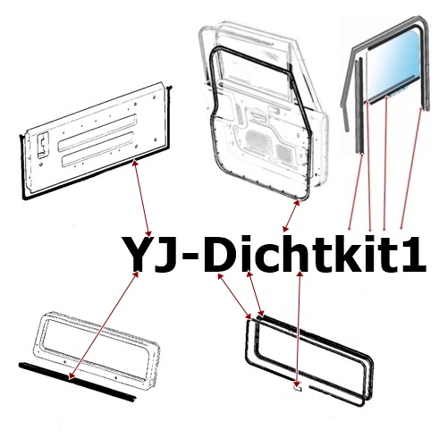Jeep Wrangler YJ 15-teiliges Master Kit Karosserie Dichtungen Dichtungsset 87-95