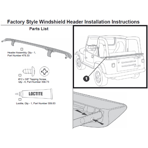 Jeep Wrangler TJ Softtopleiste Installationsprofil Leiste für Trektop NX und OE Softtops 96-06