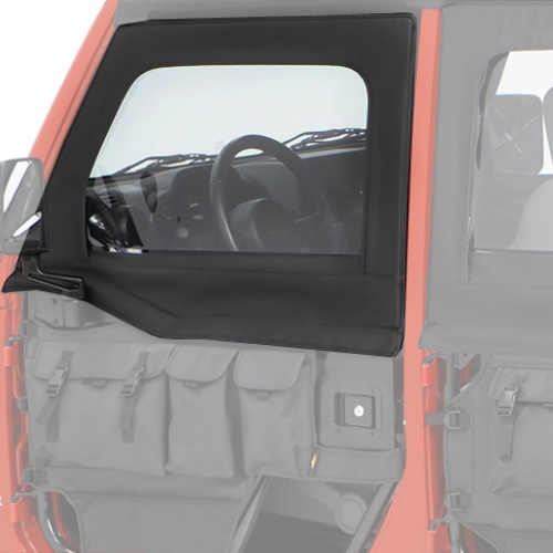 Jeep Wrangler JK Set vordere Aufsteckfenster für High Rock Element Halbtüren Black Twill Textil 3-lagig 07-18