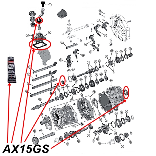 Jeep Cherokee XJ Dichtungs & Simmerring Set AX15 Schaltgetriebe 88-99