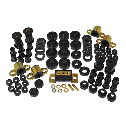 Jeep CJ CJ5 CJ7 Karosseriebuchsen Fahrwerksbuchsen incl. Getriebegummi Set Komplettsatz schwarz Prothane 76-79