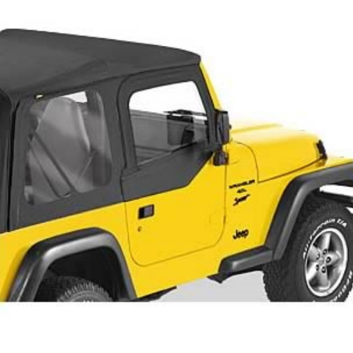 Jeep Wrangler TJ Set Aufsteckfenster klar für Original Halbtüren und Verdeck Schwarz Denim Bestop 97-06