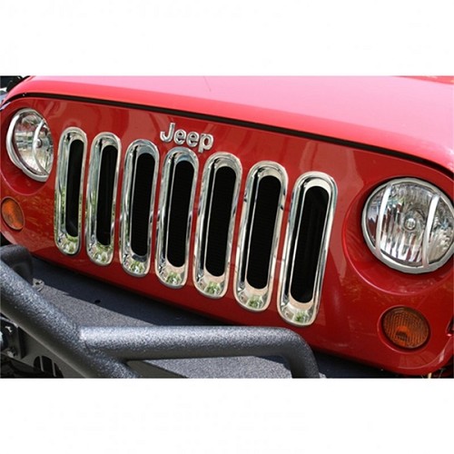 Jeep Wrangler JK 7-teiliges Set Einsätze für den Kühlergrill Chrom 07-18