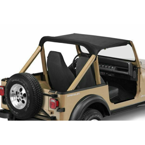 Jeep Wrangler YJ Bikini Sun Top Black Denim Vinyl Pavement Ends 87-91