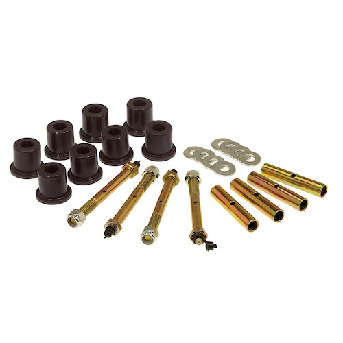Jeep CJ Polyurethan Schäkelbuchsen Set abschmierbar für Federgehänge Blattfeder vorne schwarz Prothane 76-86