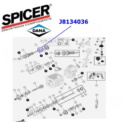 Jeep CJ Lager hinten auf Vorgelegewelle T4 & T5 Getriebe Spicer 82-86