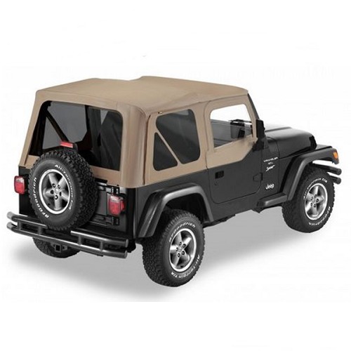 Jeep Wrangler TJ Verdeck Ersatz Verdeckhülle getönt incl. Aufsteckfenster für Orginal Verdeck Dark Tan Denim Bestop 96-06