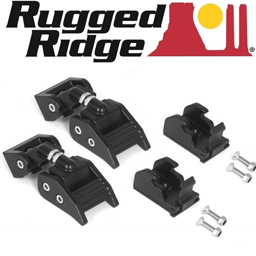 Jeep Wrangler TJ Haubenhalter Set Haubenhaken schwarz Aluminium verstärkt und verstellbar 96-06
