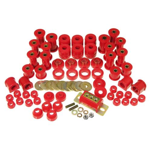Jeep Wrangler YJ Karosseriebuchsen Fahrwerksbuchsen incl. Getriebegummi Set Komplettsatz rot Prothane 87-95