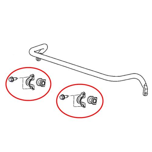 Jeep Commander XH XK Set Schellen mit Stabigummis Ø33mm und Schrauben Stabi vorne Bj. 06-10