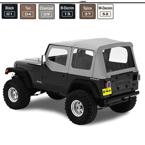 Jeep Wrangler YJ Ersatzverdeck inkl. Aufsteckfenster für Orginal Verdeck Hülle Charcoal Denim Bestop 87-95