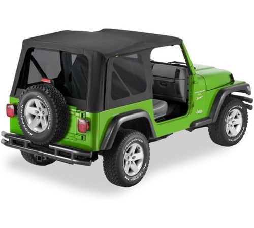 Jeep Wrangler TJ Verdeck Ersatz Verdeckhülle mit getönten Scheiben für Orginal Verdeck Schwarz Diamond Sailcloth Bestop 96-06