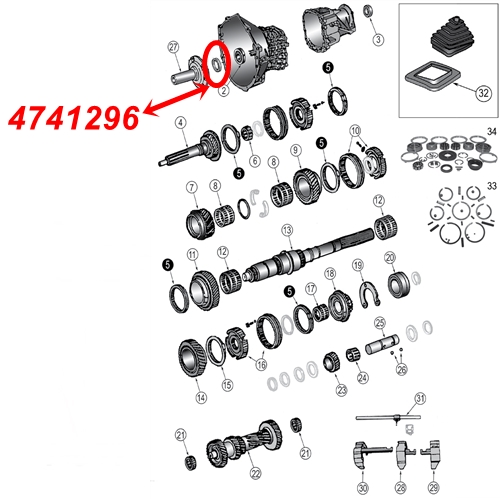 Jeep Cherokee XJ Simmerring Eingang NV3550 Schaltgetriebe 00-01