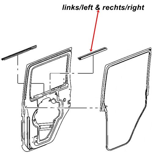 Jeep Wrangler JK 4türer 2er Set Abstreifer Schachtleiste Tür hinten innen 07-18