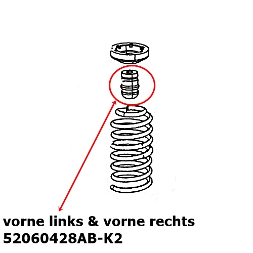 Jeep Wrangler JK 2,8 & 3,8 & 3,6 ltr. 2er Achsanschlag Gummipuffer Set vorne 07-18