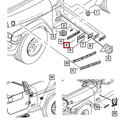 Jeep Wrangler TJ Aufkleber Schriftzug Jeep in Quarz seitlich vorne an Karosse 97-06