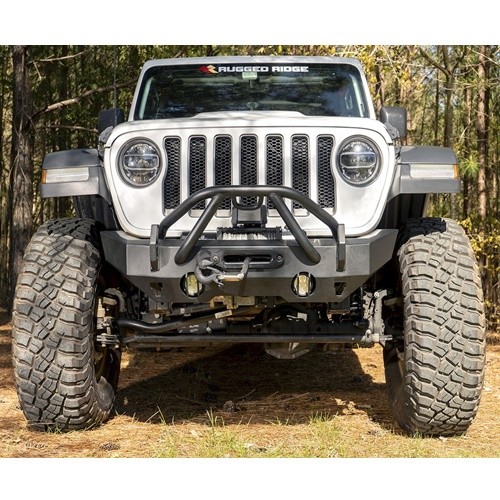 Jeep Wrangler JL Gladiator JT HD Stahl Stubby Stoßstange Stoßfänger kurz vorne Rugged Ridge 18-