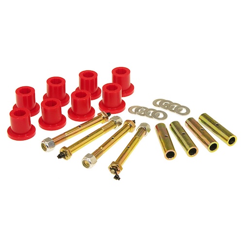 Jeep Wrangler YJ Polyurethan Schäkelbuchsen Set abschmierbar für Federgehänge Blattfeder vorne rot Prothane 87-95