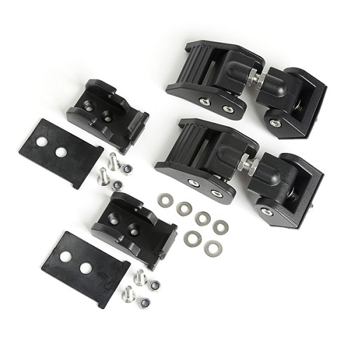 Jeep Wrangler JL & Gladiator JT Haubenhalter Set Haubenhaken schwarz texturiert Aluminium verstellbar 18-