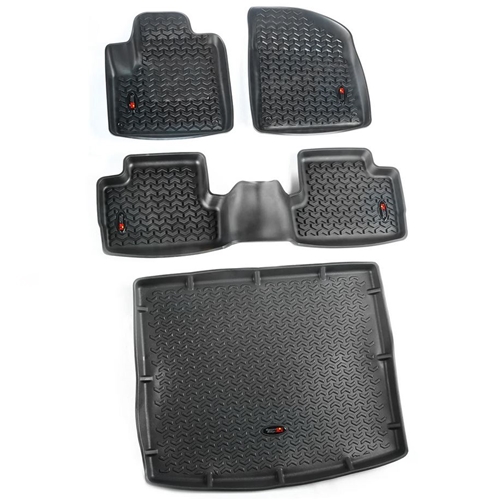 Jeep Cherokee KL Fußmatten Set 3teilig Fußraumwannen vorne hinten & Laderaumwanne All Terrain 14-17