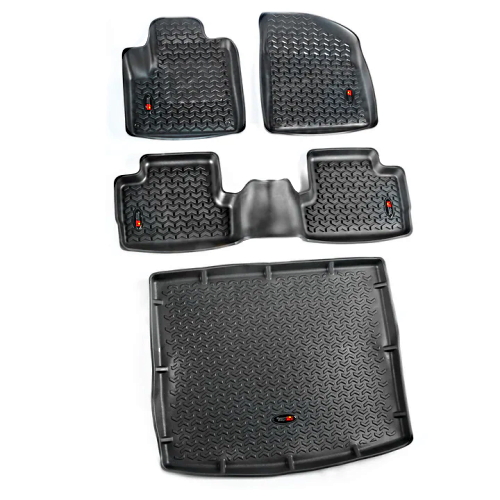 Jeep Cherokee KL Fußmatten Set 3teilig Fußraumwannen vorne hinten & Laderaumwanne All Terrain 14-17