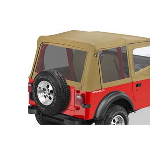 Jeep Wrangler CJ YJ Satz Fliegengitter Mesh Scheiben für Orginal Verdeck Braun Almond Bestop 88-95