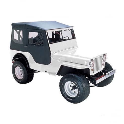 Jeep CJ3B Verdeck Top Tigertop mit einteiligen Softtoptüren Black Crush Bestop 53-64
