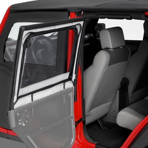 Jeep Wrangler JK 4-türer Set hintere Aufsteckfenster für High Rock Element Halbtüren Black Twill Textil 3-lagig 07-18