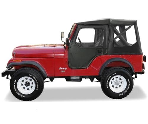 Jeep CJ5 & M38A1 Verdeck Top Tigertop mit einteiligen Softtoptüren Black Crush Bestop 55-75