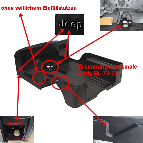 Jeep CJ5 Karosserie Body Karosse mit seitlicher Jeep Prägung 72-75