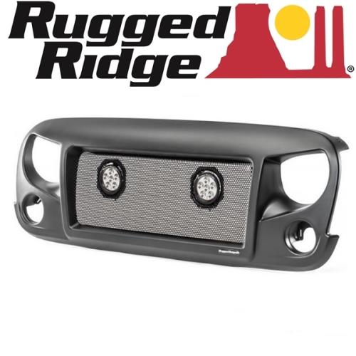 Jeep Wrangler JK Einsatz Kühlergrill & 3,5" LED Leuchten für Spartan Kühlergrill 07-18