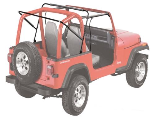 Jeep Wrangler YJ Supertop Softtop Verdeck inkl. Aufsteckfenster für Stahl Halbtüren Spice Denim Bestop 88-95