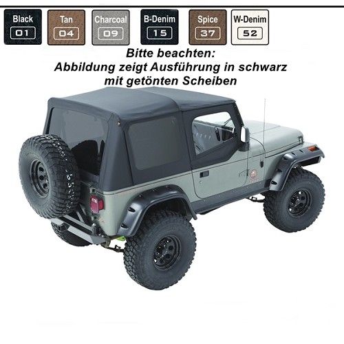 Jeep Wrangler YJ Ersatzverdeck incl. Aufsteckfenster für Orginal Verdeck Hülle TAN Denim Bestop Bj. 87-95