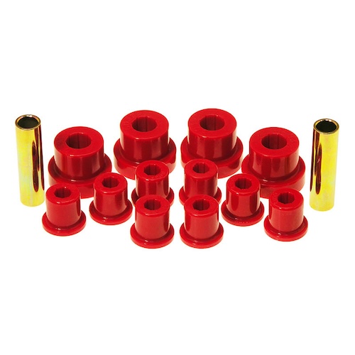 Jeep CJ Polyurethan Blattfederbuchsen Federbuchsen Schäkelbuchsen Set Blattfedern vorne rot Prothane 76-86
