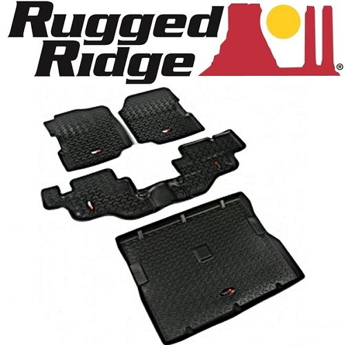 Jeep CJ Wrangler YJ Fussmatten Komplettset Fußmatten mit Laderaumwanne All Terrain 76-95
