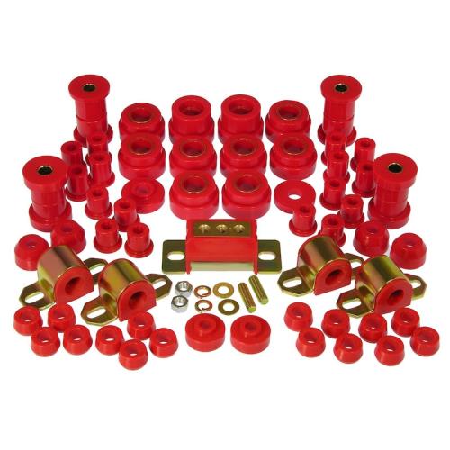 Jeep CJ CJ5 CJ7 Karosseriebuchsen Fahrwerksbuchsen incl. Getriebegummi Set Komplettsatz rot Prothane 80-86