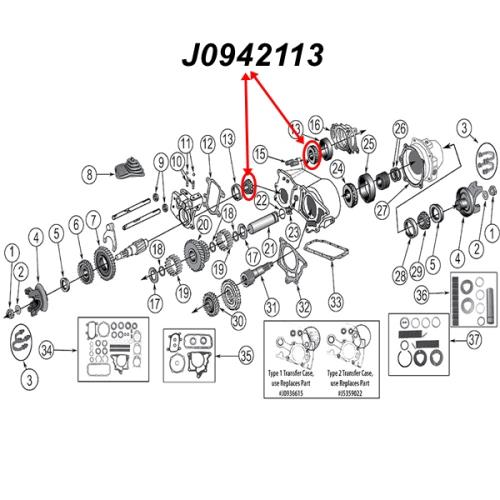 Jeep CJ Lager Ausgang Hauptwelle Dana 20 Verteilergetriebe 72-79