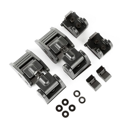 Jeep Wrangler JK Haubenhalter Set Haubenhaken schwarz texturiert Aluminium verstellbar Rugged Ridge 07-18
