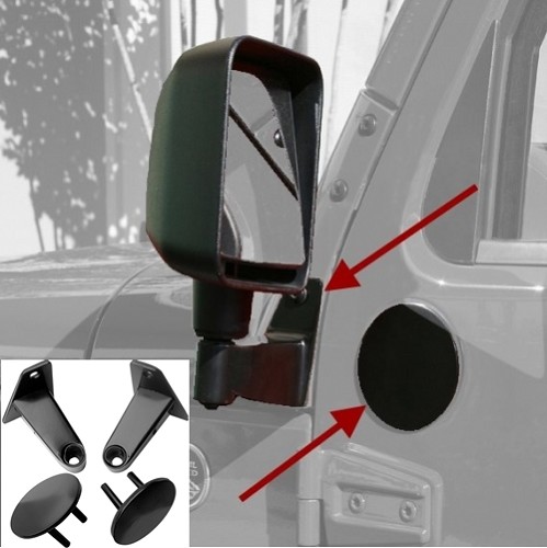 Jeep Wrangler JK Spiegel Halter Set Außenspiegel Stahl schwarz 07-18