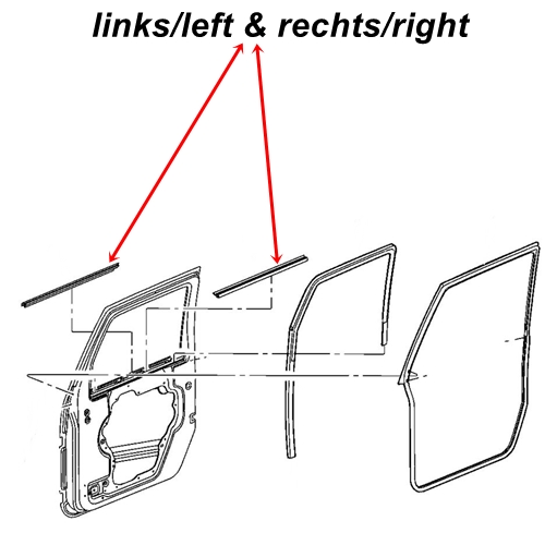 Jeep Wrangler JK 4er Set Abstreifer Schachtleiste Tür vorne innen & außen 07-18